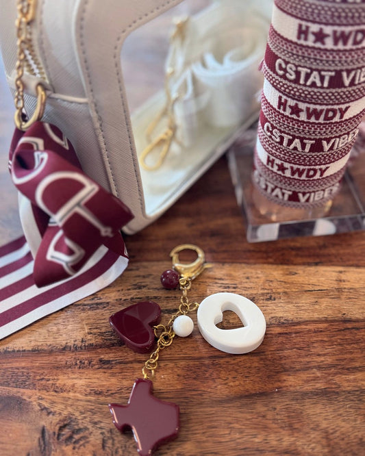 Luxe League Bag Charm Texas Edition - Maroon