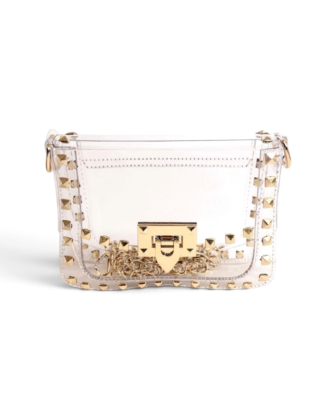 The Stephanie Clear Crossbody Stadium Handbag with Rivets