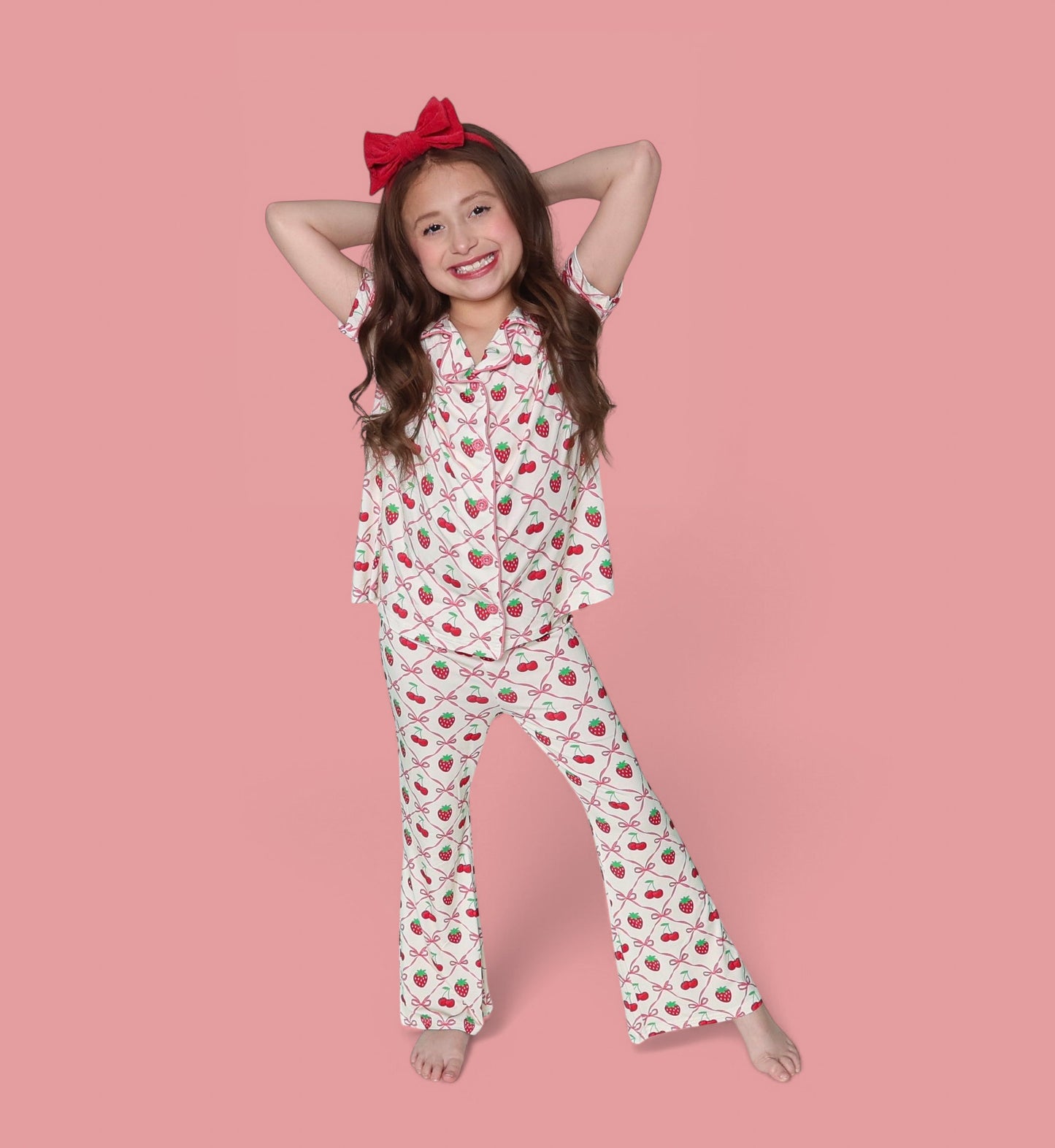 CHERRY BOW BERRY DREAM GIRL'S FLARE SET