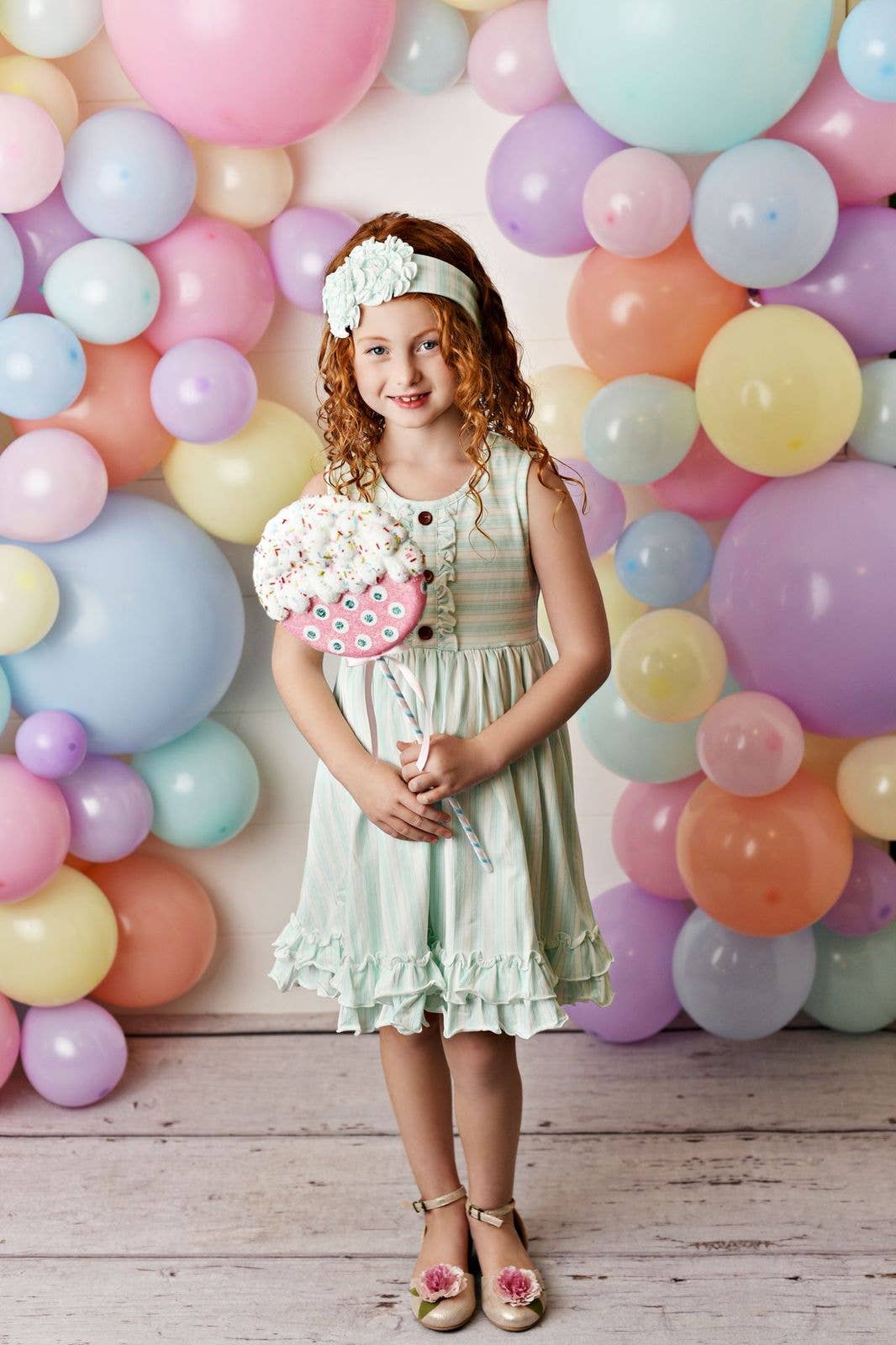 Watercolor Frilly Stripe Dress