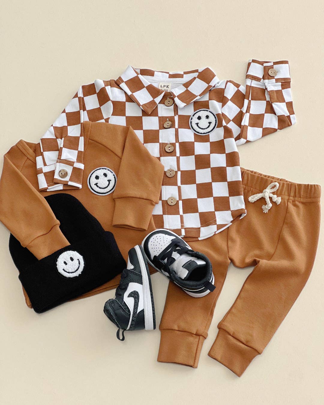 Smiley Checkered Copper Shacket