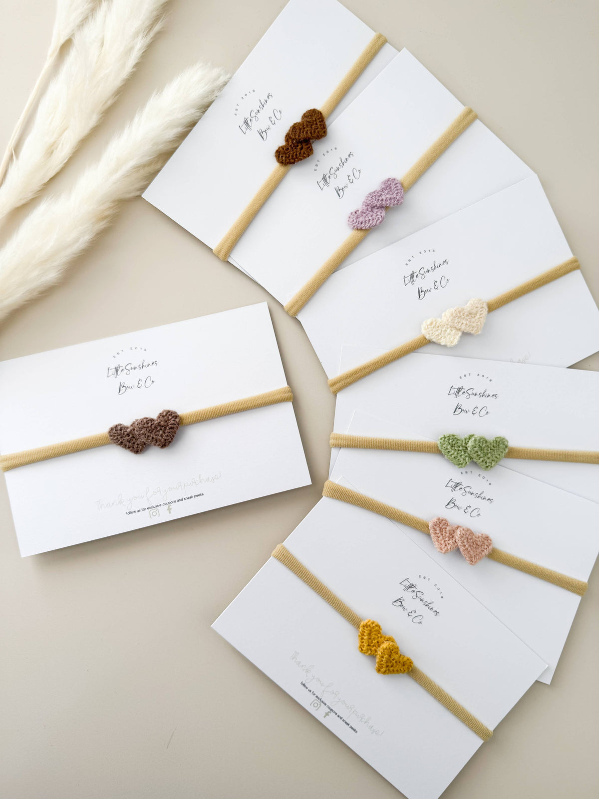 Crochet Heart Snap Clips & Nylon Headbands