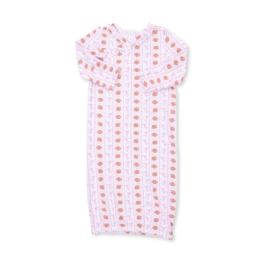 Football Bow Stripe - Kimono Gown and Headband