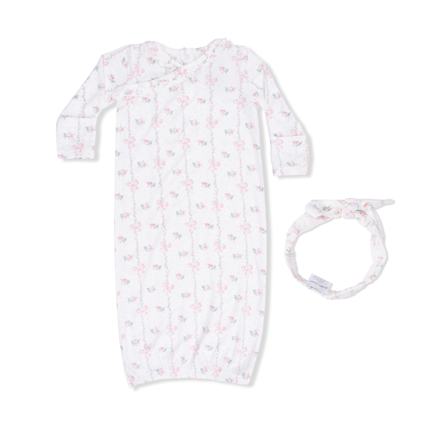 Dainty Buds and Bows - Kimono Gown & Knot Headband