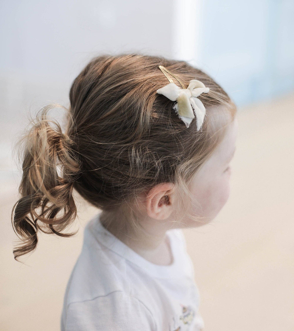 Large Velvet Bow Hair Clips with Dip-Dyed Edges, Brass