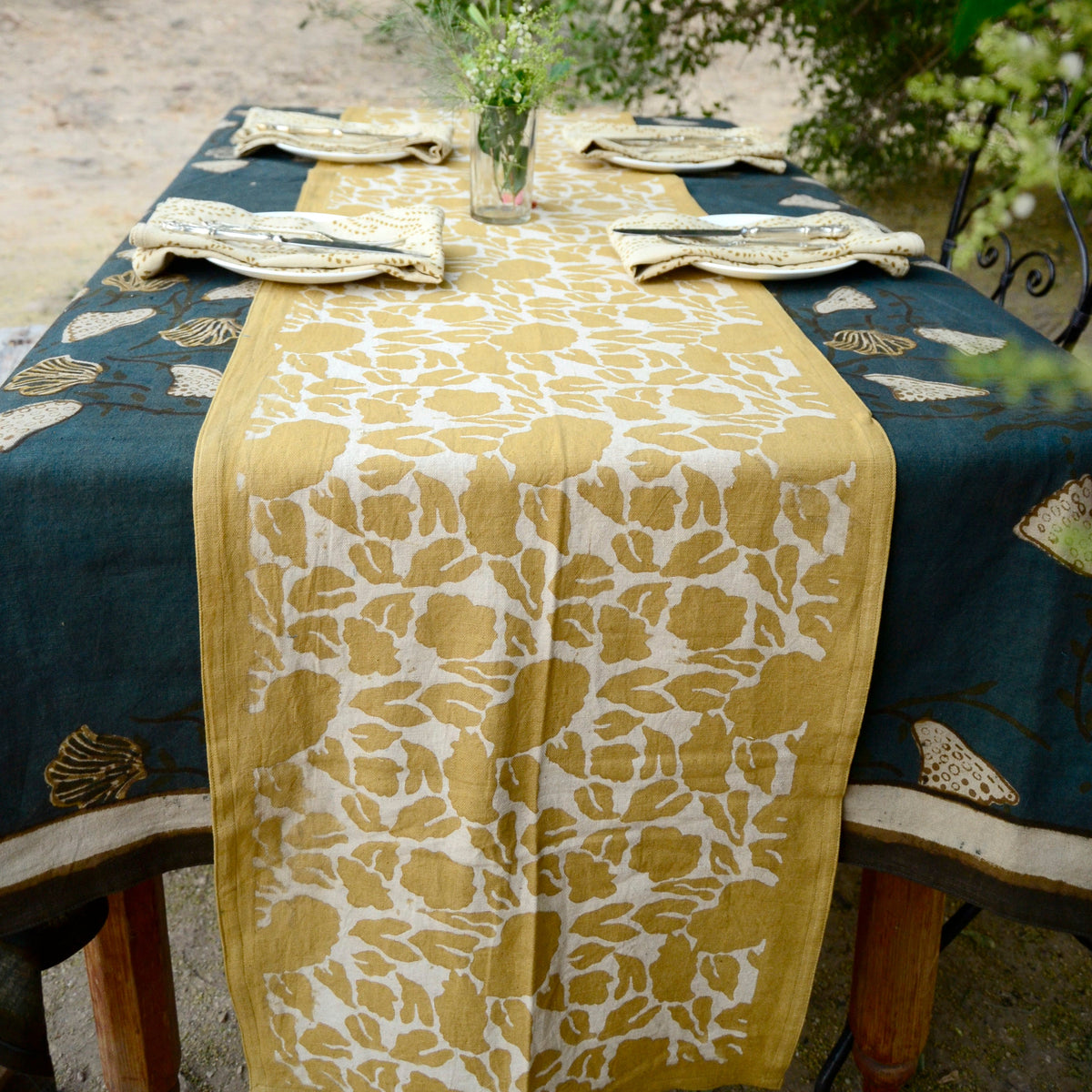 Mustard Cotton Table Runner - Yan