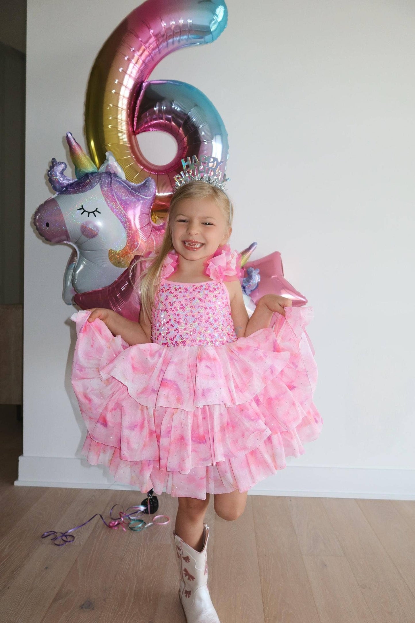 Ombre Pink Sparkle Tulle Dress