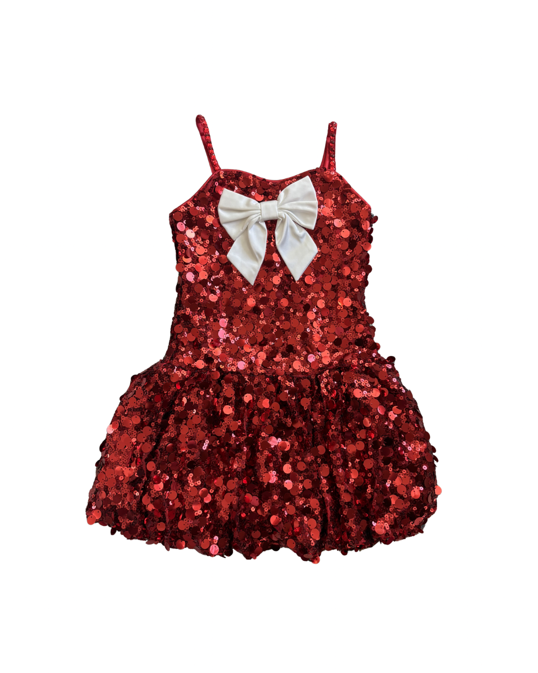 Red Sequin Bubble Bow Dress - PREORDER