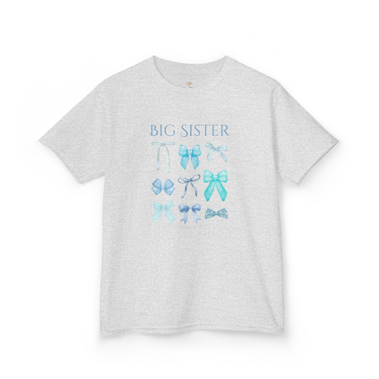 Bee the Best Big Sister Blue Bows Girls Short Sleeve Youth Hive Tee