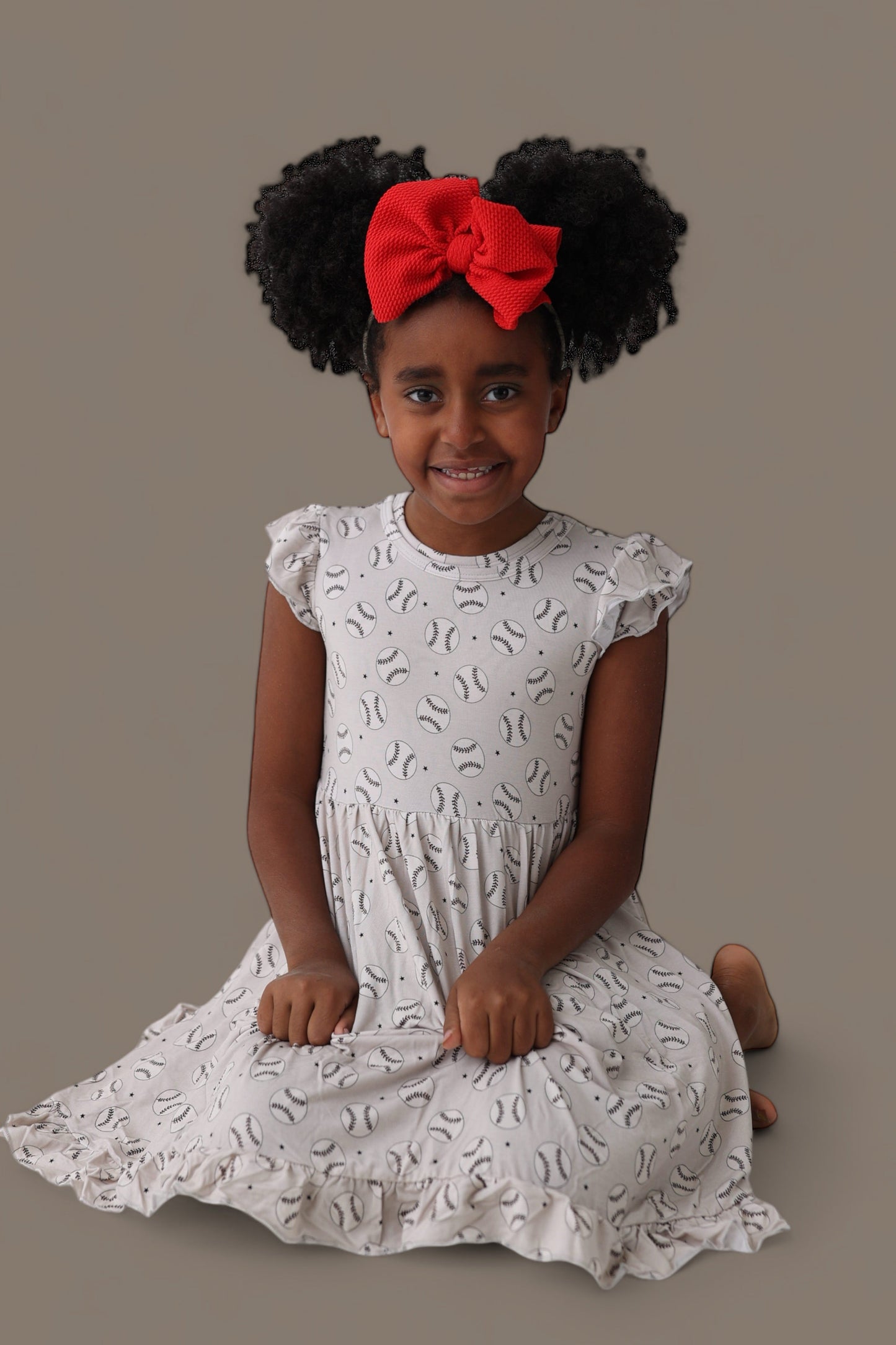 EXCLUSIVE SWING FOR THE STARS DREAM CAP SLEEVE RUFFLE DRESS
