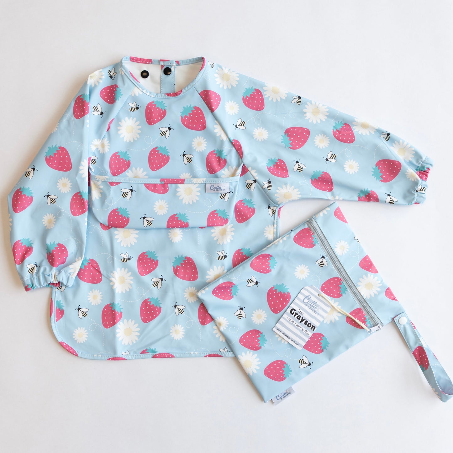 The Grayson Long Sleeve Bib - Strawberry Patch