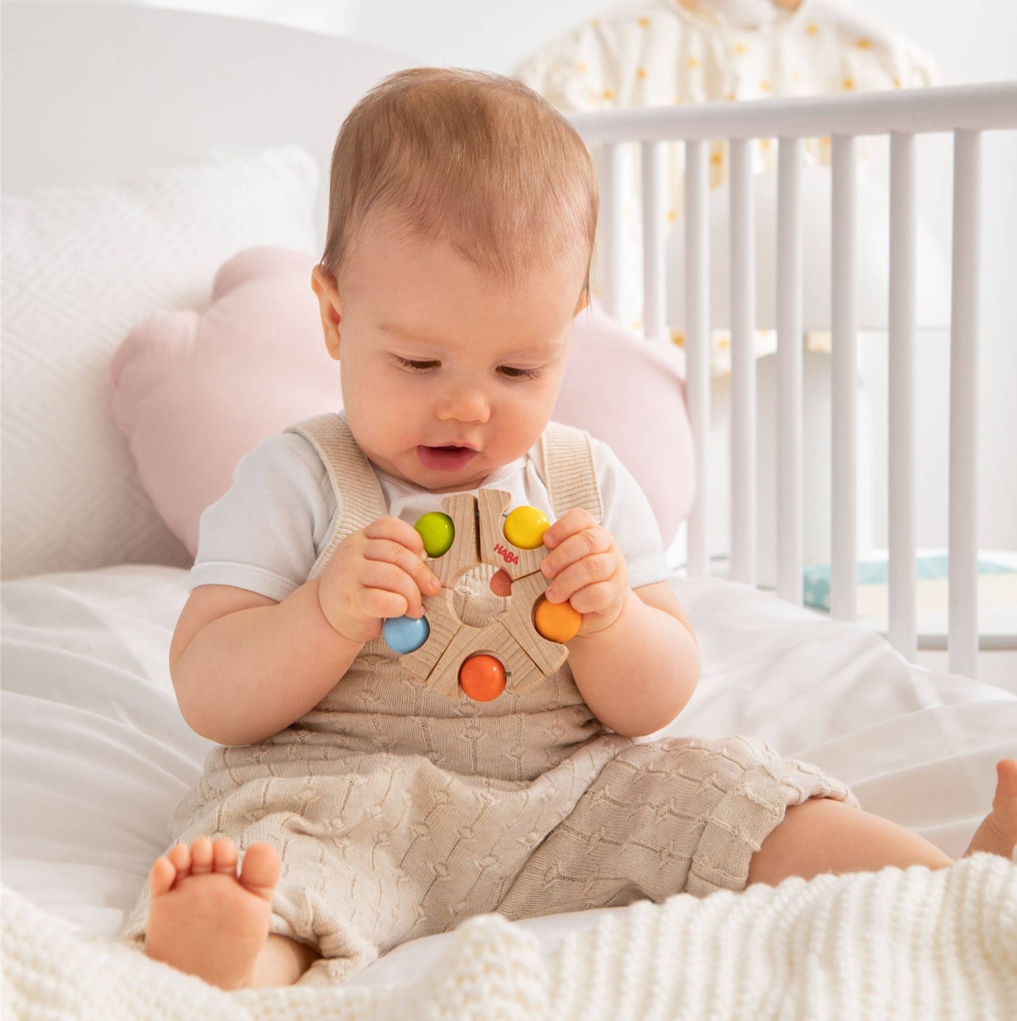 Ball Wheel Wooden Baby Grasping Toy - Montessori Rattle