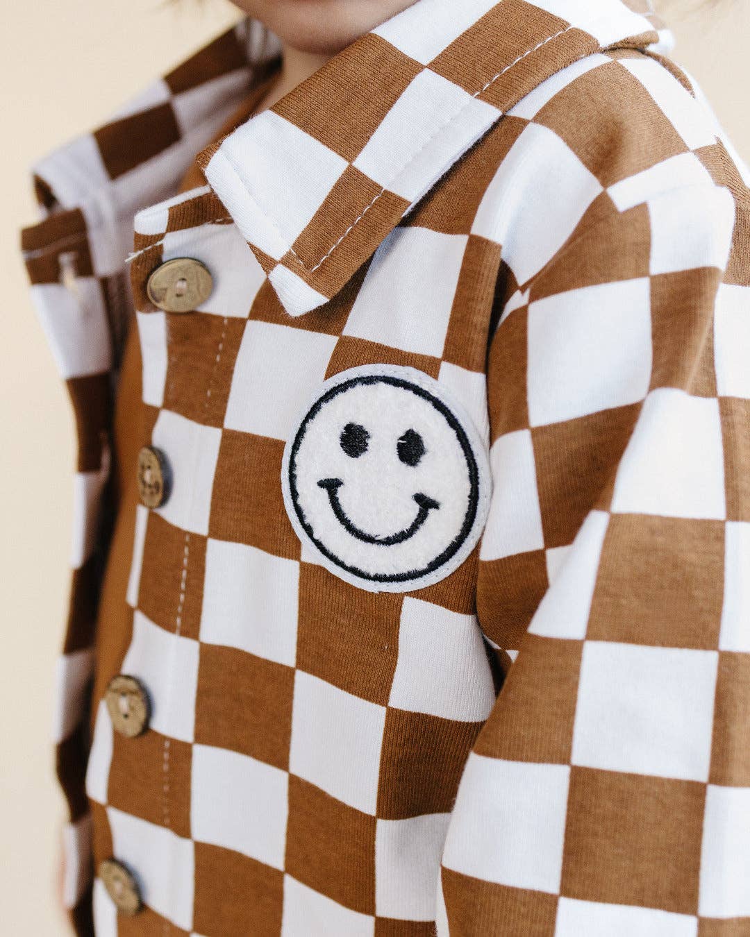 Smiley Checkered Copper Shacket