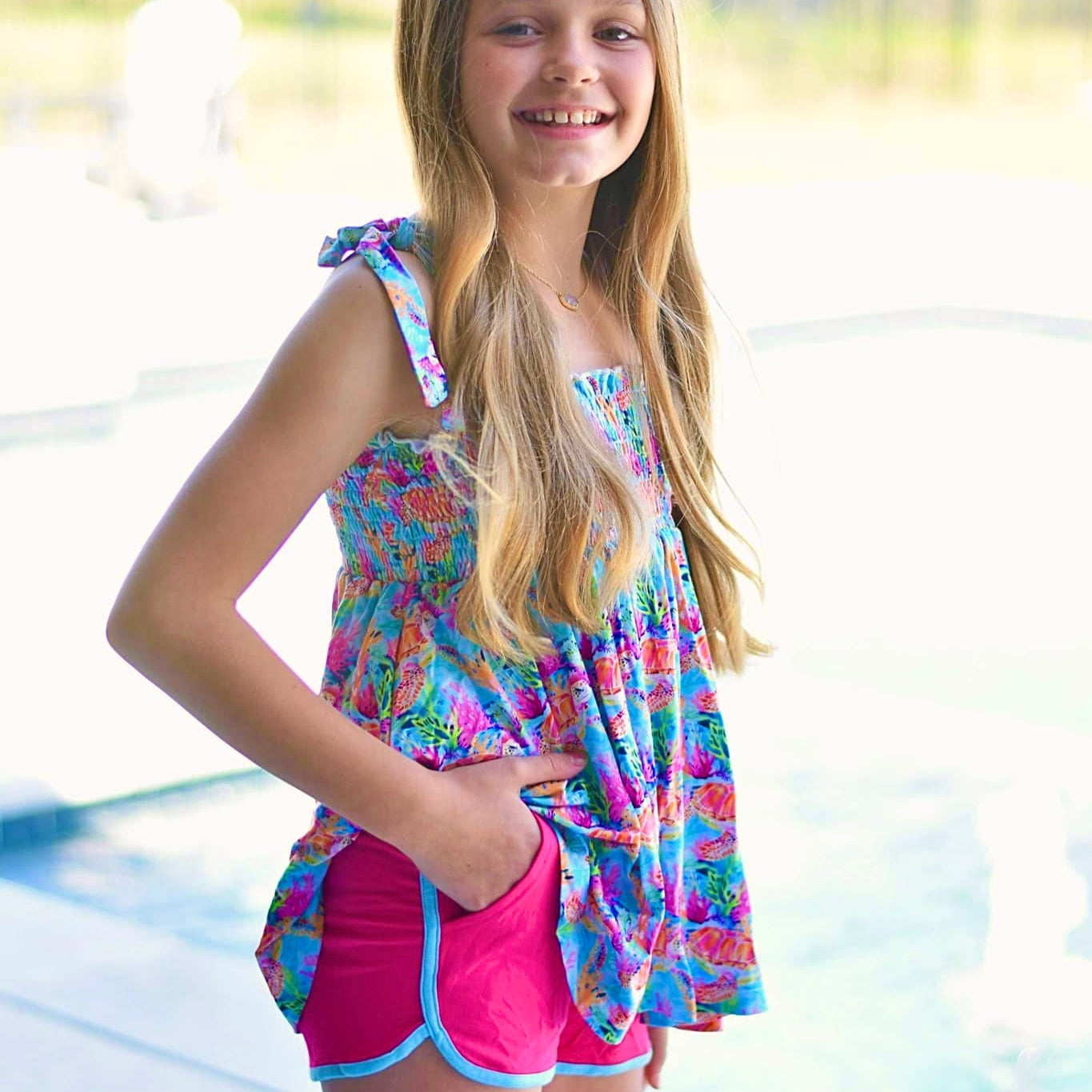 Sea Turtle Smocked Bamboo Tunic Set