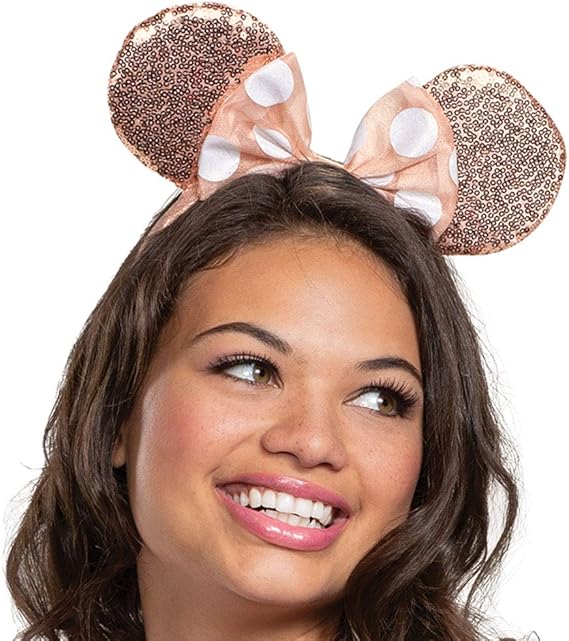 Disney Minnie Mouse Rose Gold Mouse Ears, Tail and Gloves Adult Costume Kit