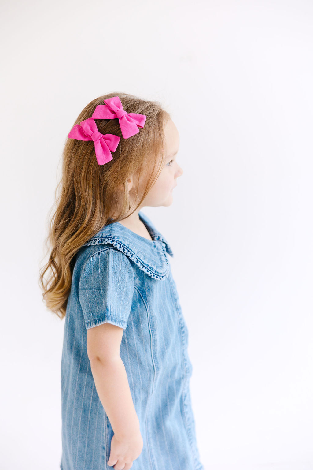 Red Mini Solid Pinwheel Pigtail Bow Set