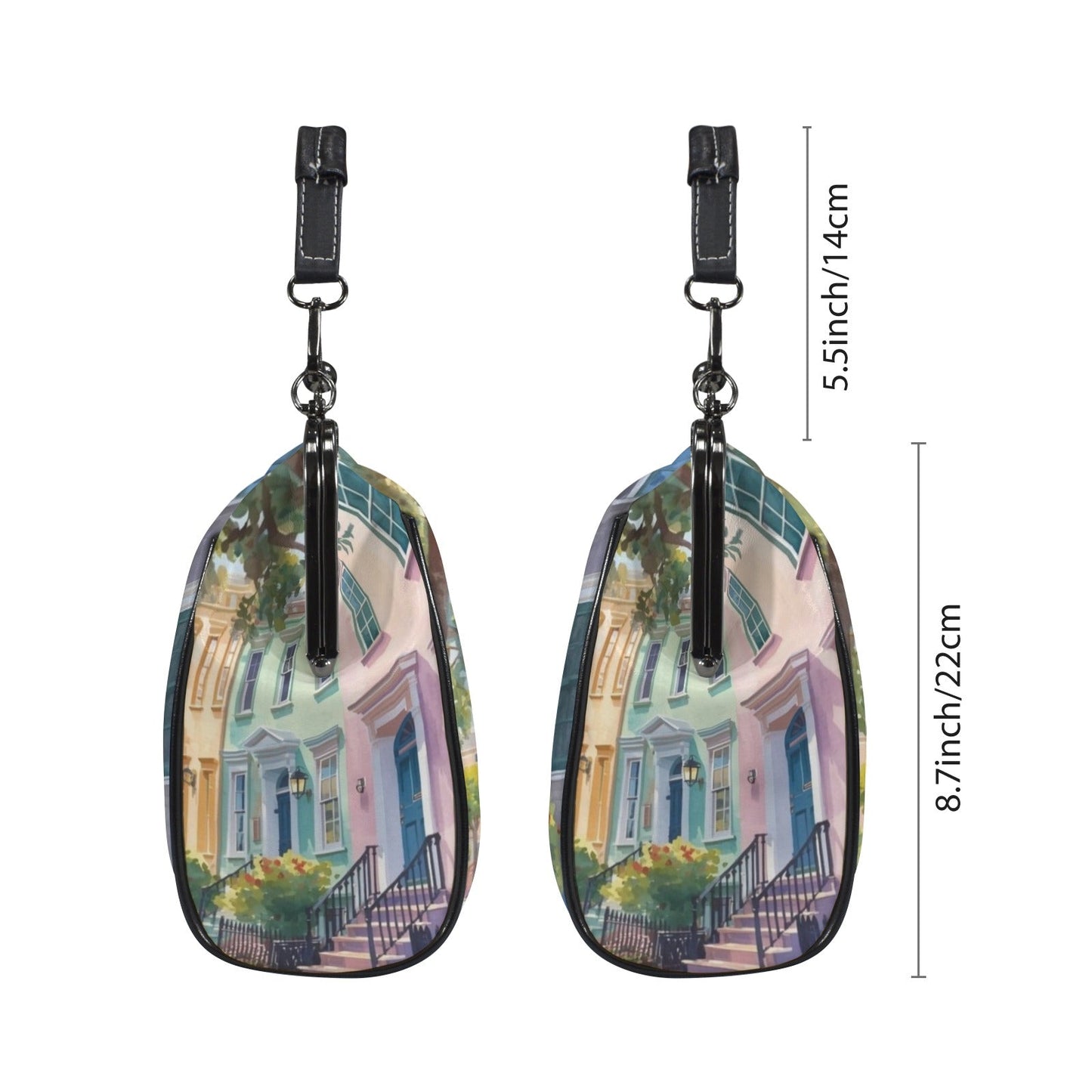 Charleston South Carolina Rainbow Row Preppy Vintage Kisslock Handbag/Shoulder Bag