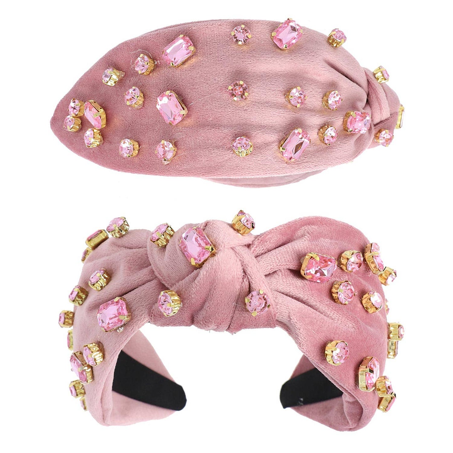 Rhinestone Jeweled Velvet Knotted Headband