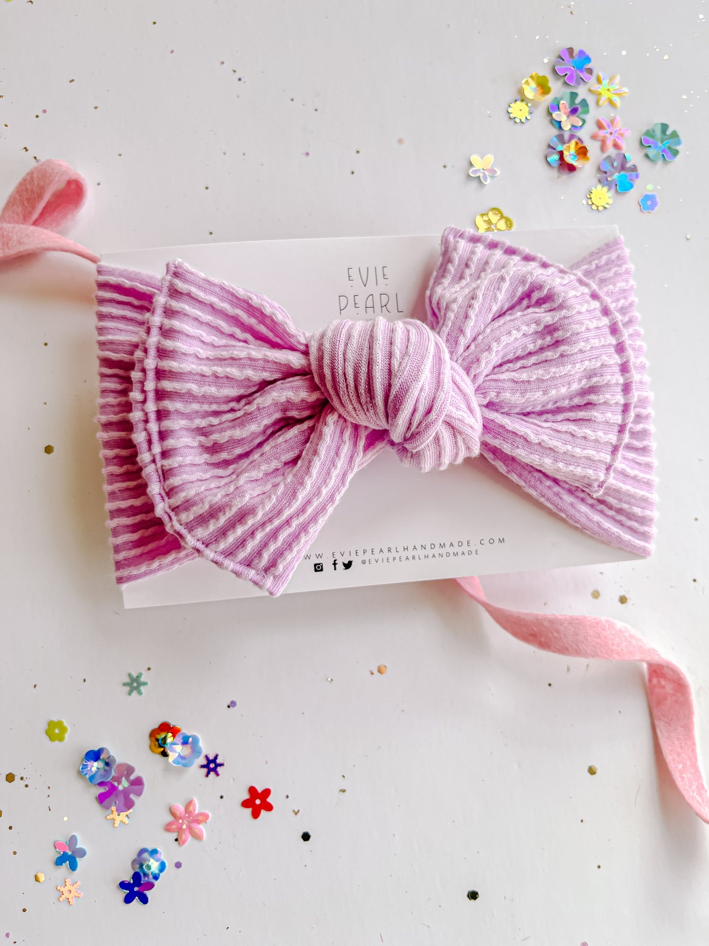Lilac Ribbed Baby Bow