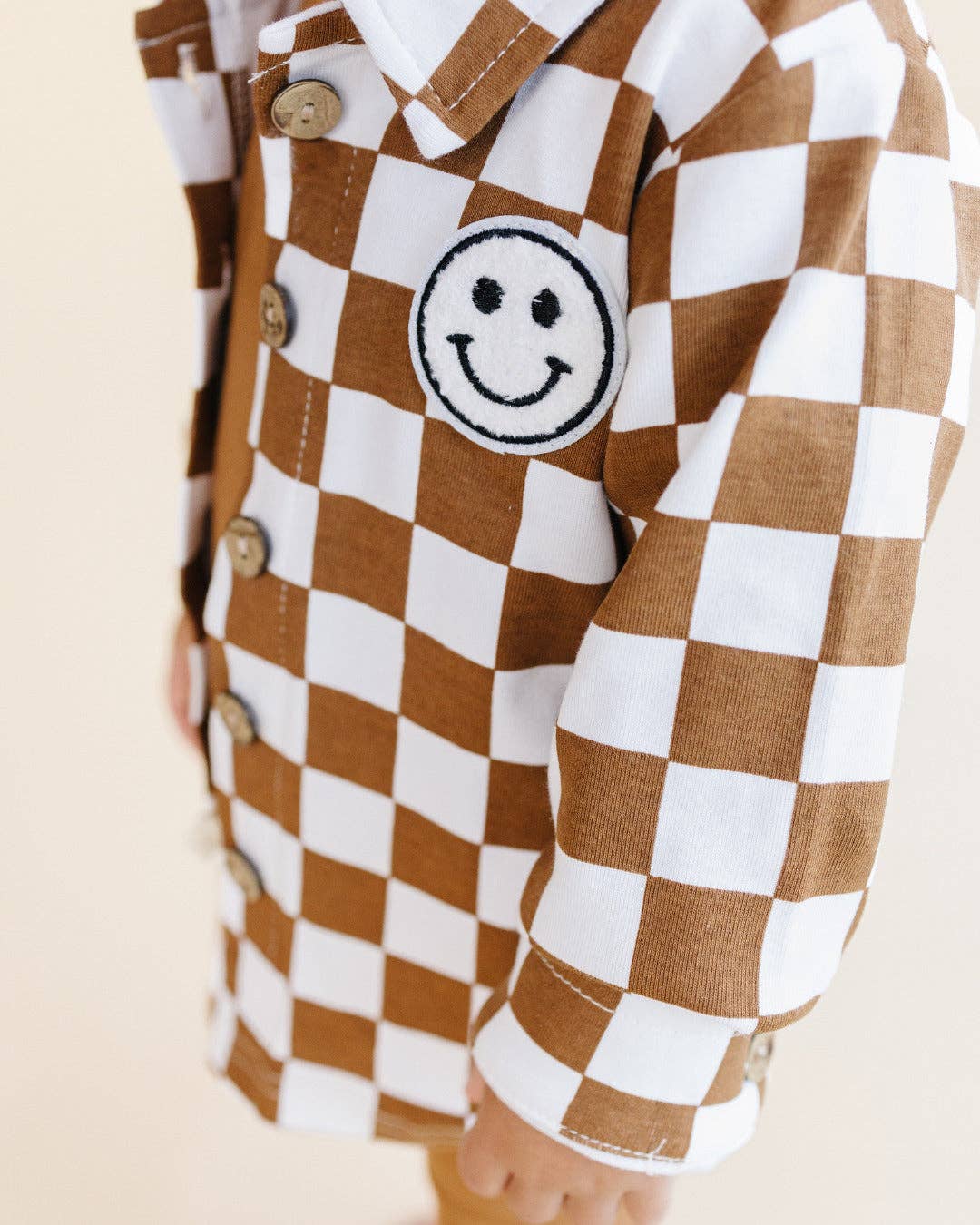 Smiley Checkered Copper Shacket