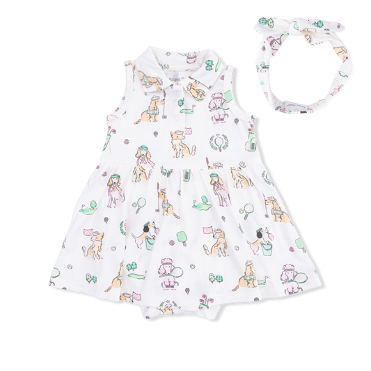 Country Club Dogs Pink - Polo Tennis Dress & Headband