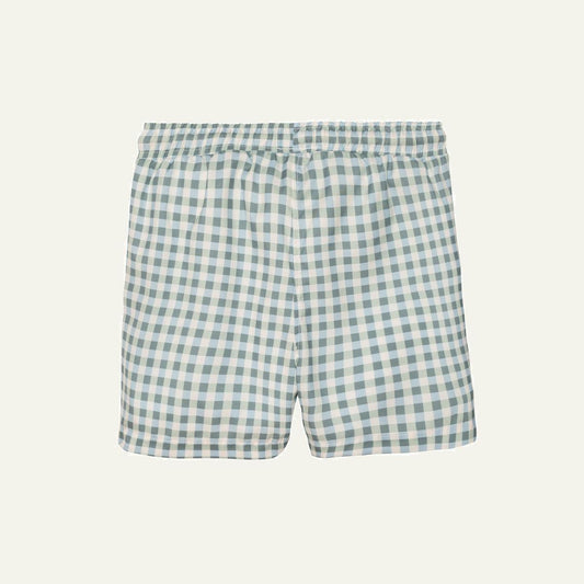 Seaqual Recycled Polyester Gingham Baby Swim Trunks - Natural/faded Denim