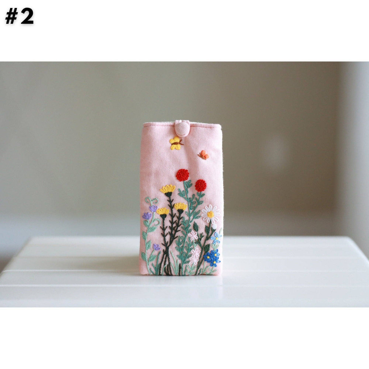 Hand Embroidered Glasses Case with Flower Embroidery