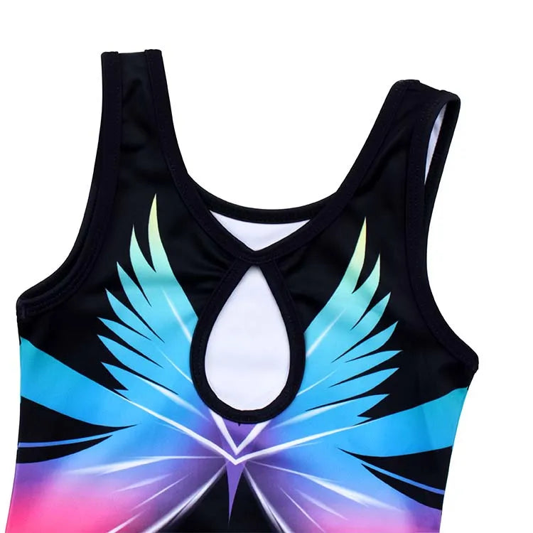 Colorful Shimmering Butterfly Gymnastics Leotard Set