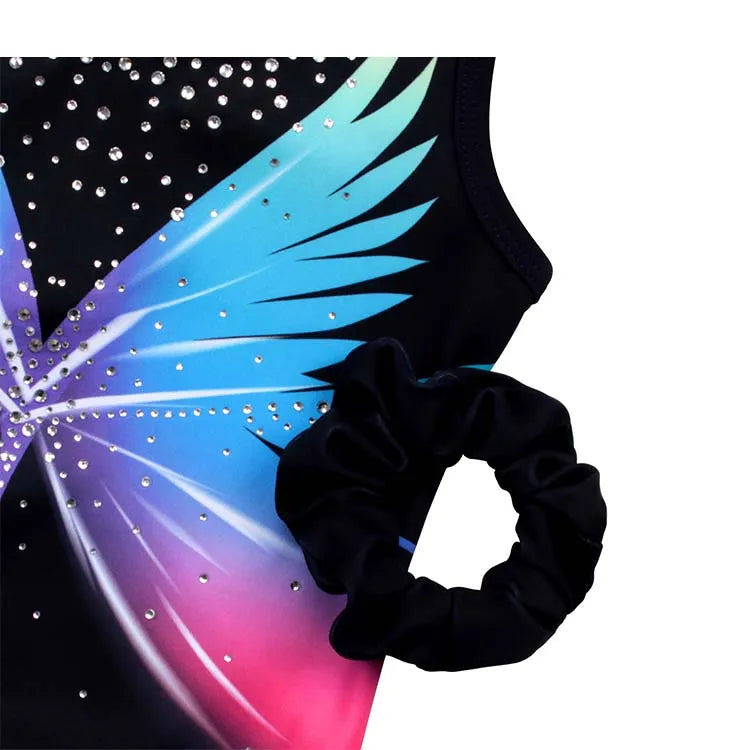 Colorful Shimmering Butterfly Gymnastics Leotard Set