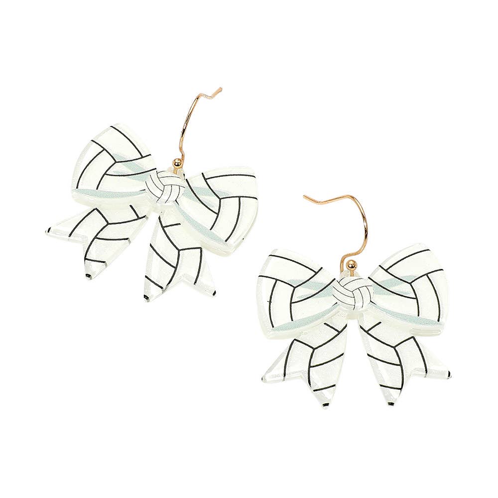 Resin Baseball Bow Dangle Earrings