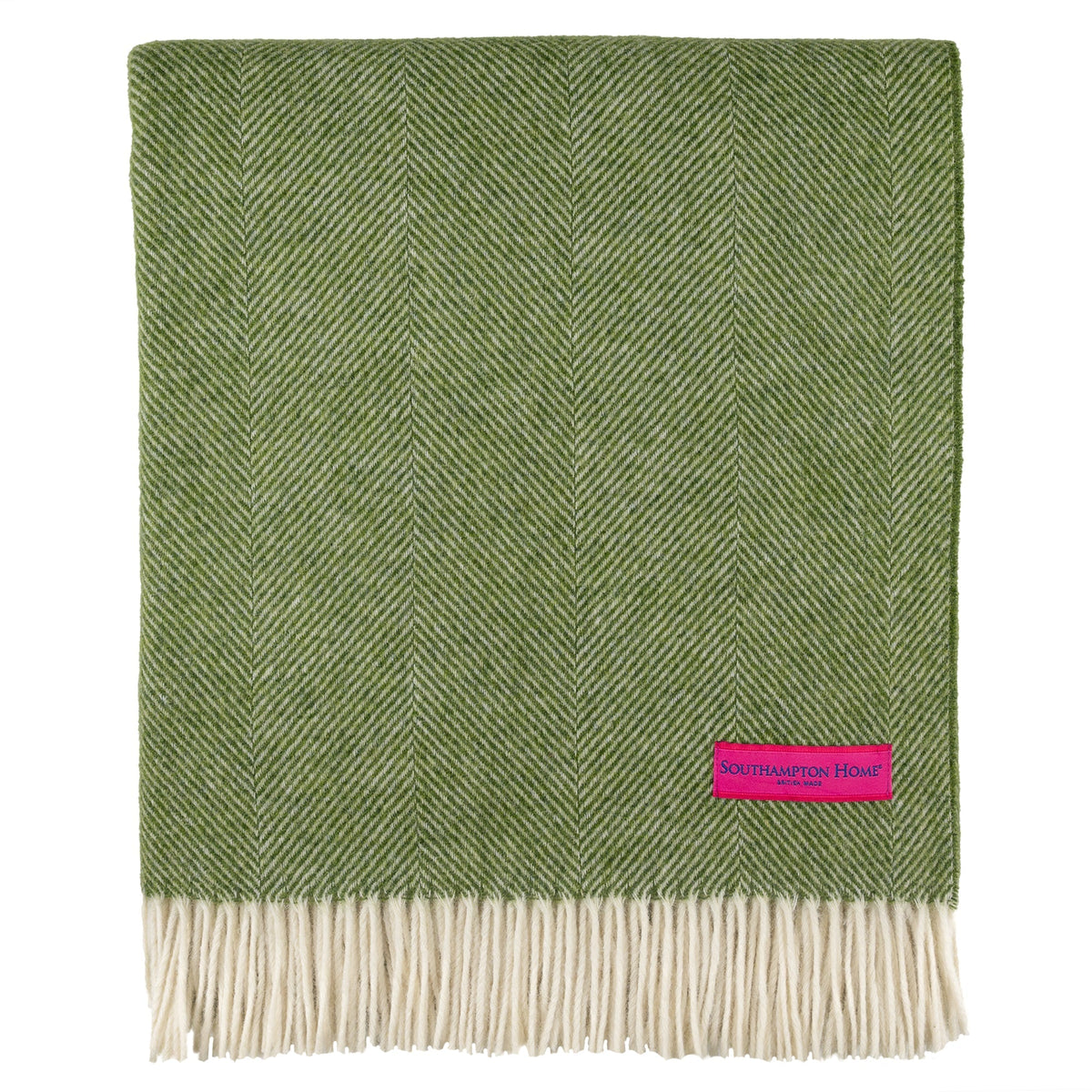 Southampton Home Shetland Lambswool Herringbone Throw – Evergreen