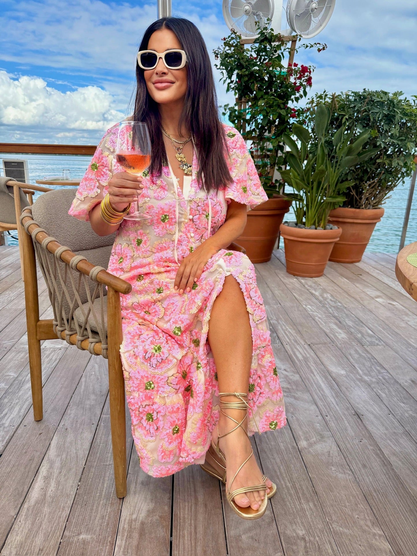 Talulah Caftan Maxi Dress - Pink Blossom