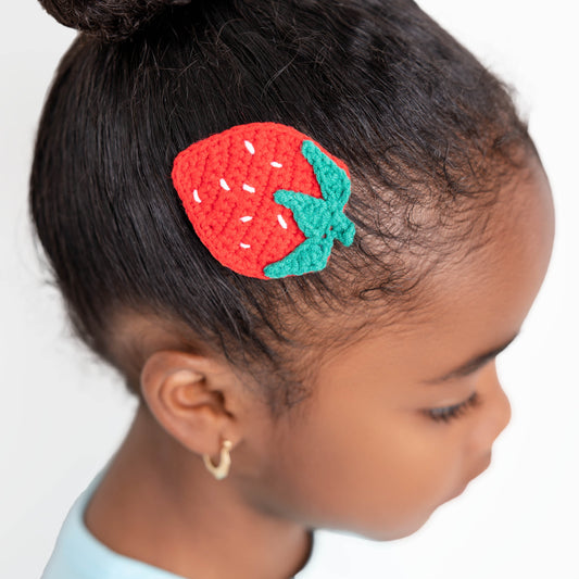 Crochet Strawberry Hair Clip