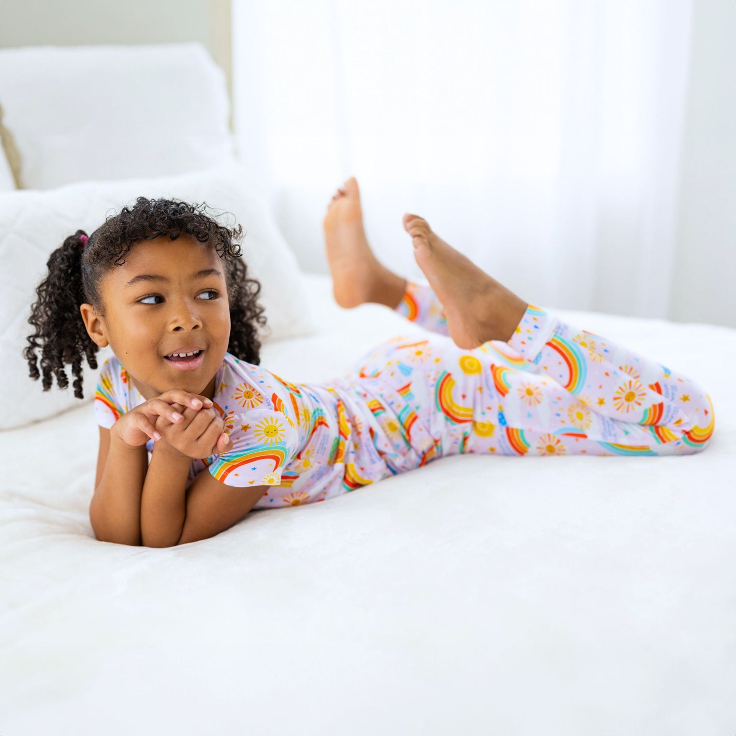 The Second-Skin 2-Piece Short Sleeve Pajama | Here Comes the Sunshine (Pink)