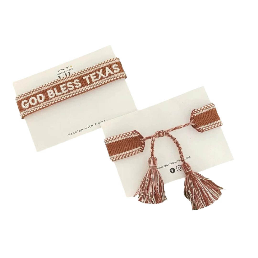 God Bless Texas Team Tassel Bracelet