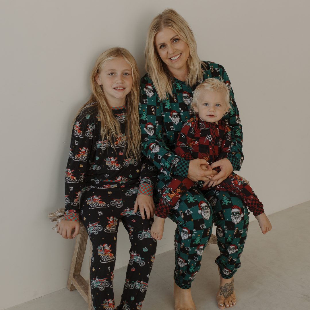 Let's Race Santa Unisex Adult Pajamas *PREORDER - SHIPPING OUT BETWEEN NOV 24 - DEC 6*