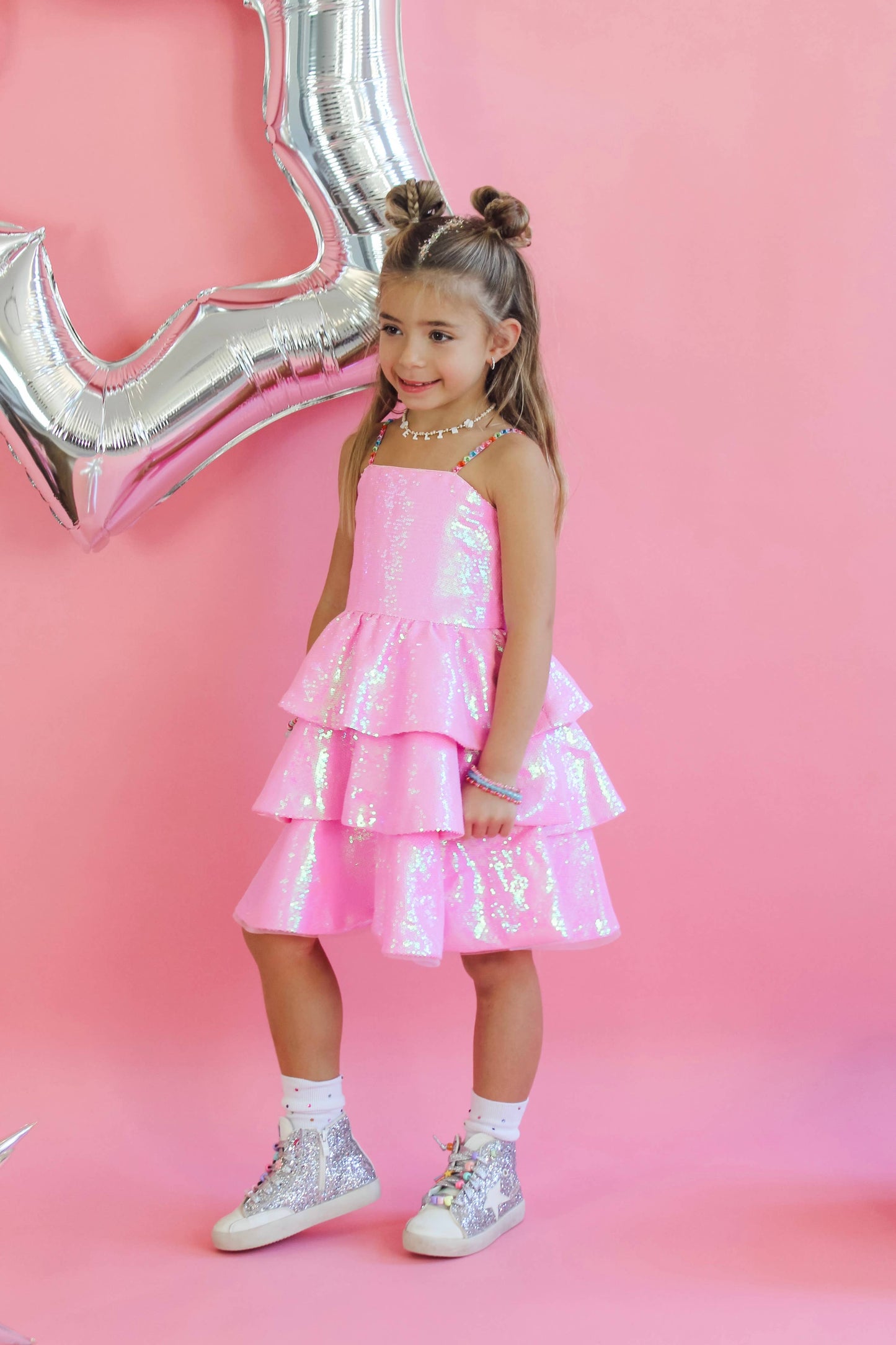 Pink Sequin Gem Dress 
