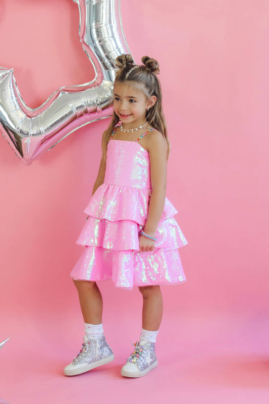 Pink Sequin Gem Dress 