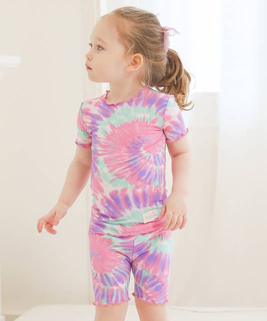 Bamboo Tie Dyeing Purple Pink Short Sleeve PJs