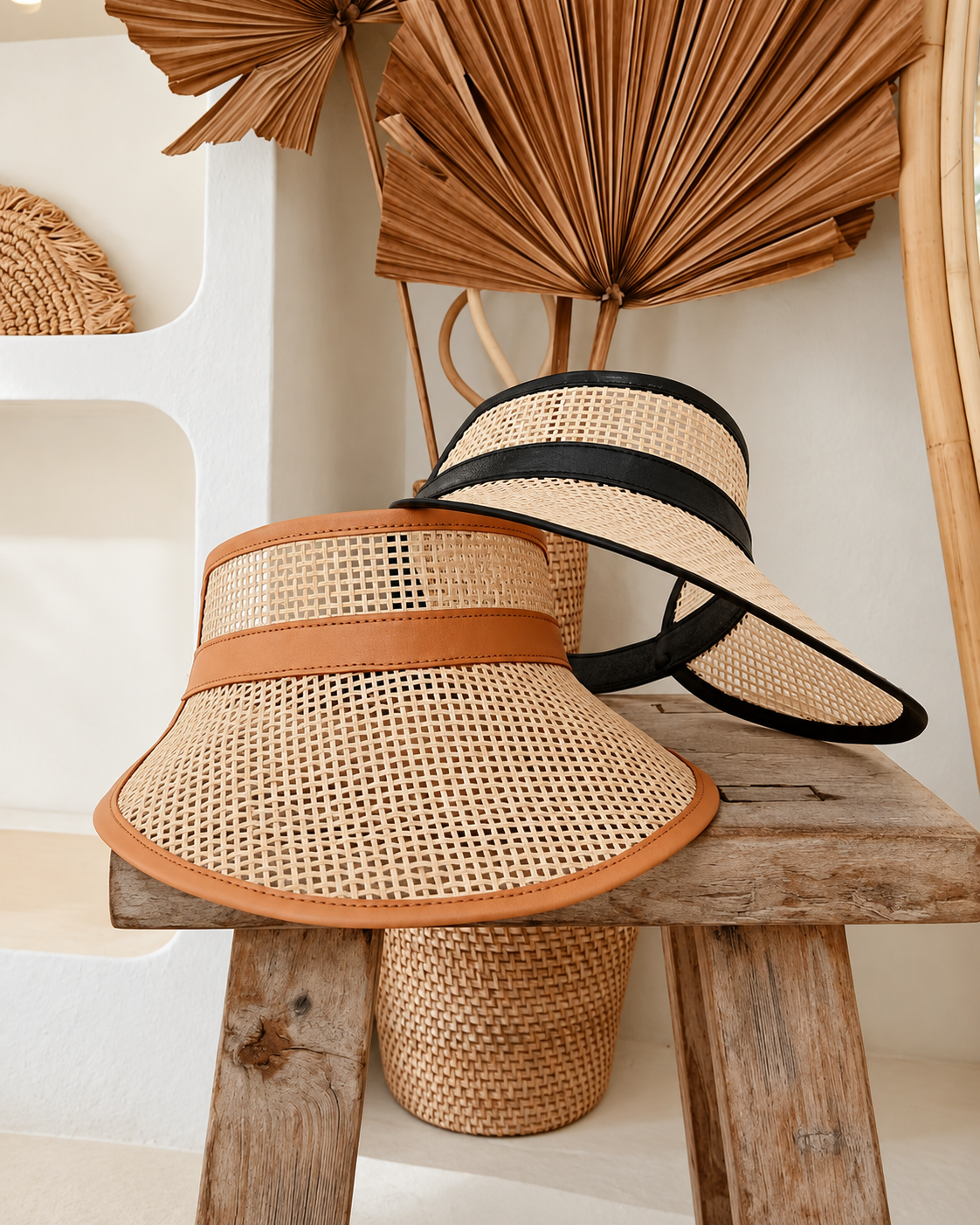 Sumi Leather and Cane Rattan Visor