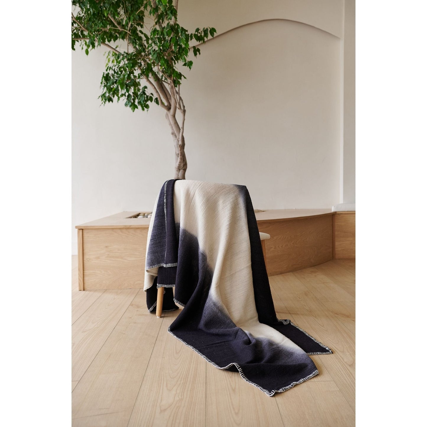 Handwoven Black and White Ink Soft Merino Throw Blanket