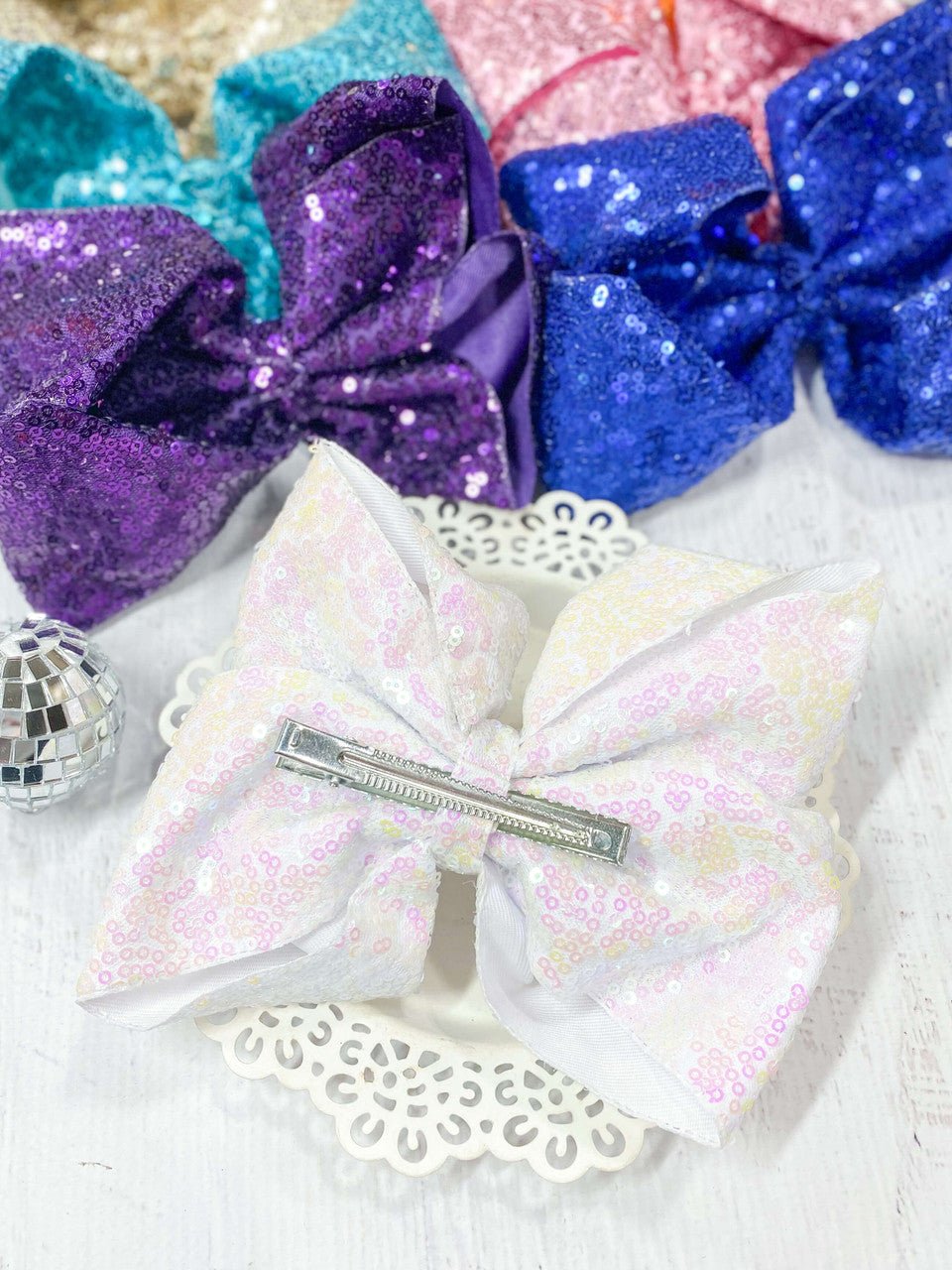 Sequin Texas Size Hair Bows - Alligator Clip - 6.5"