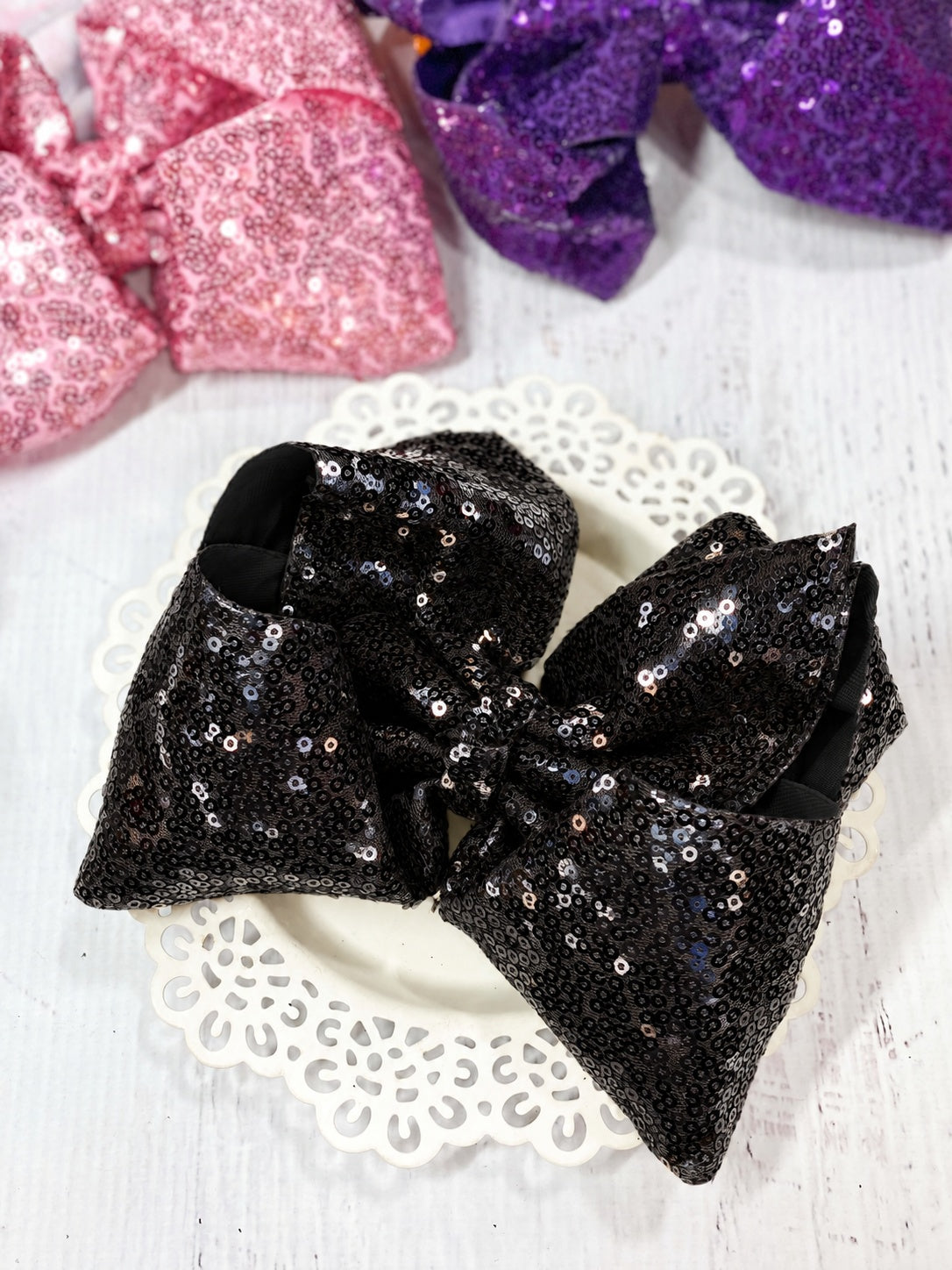Sequin Texas Size Hair Bows - Alligator Clip - 6.5"