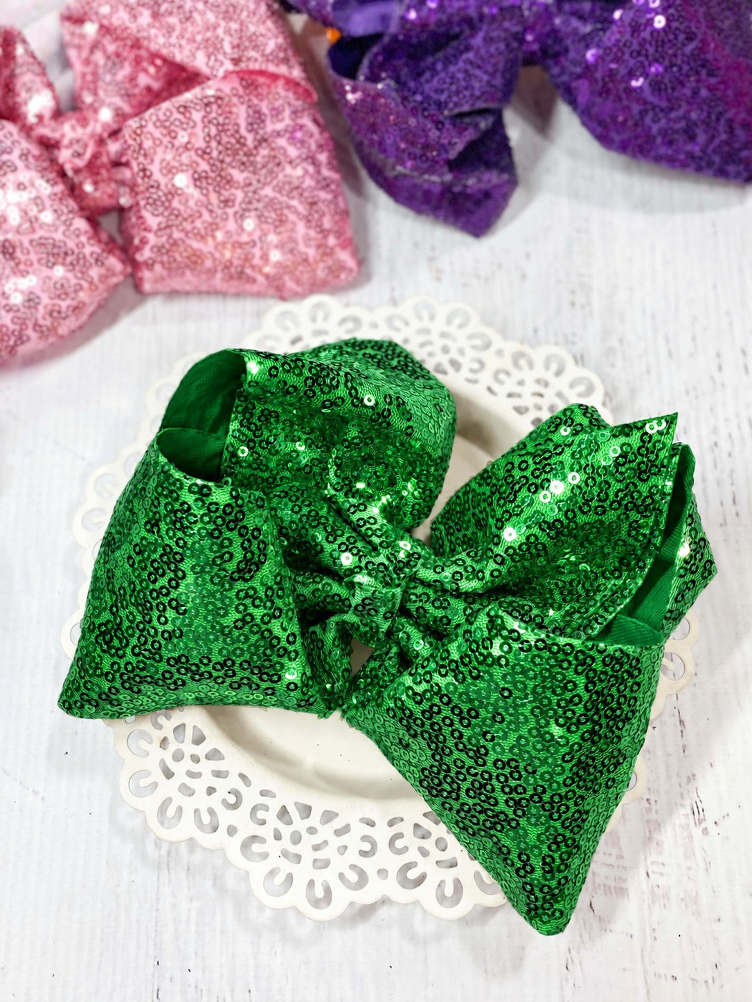 Sequin Texas Size Hair Bows - Alligator Clip - 6.5"