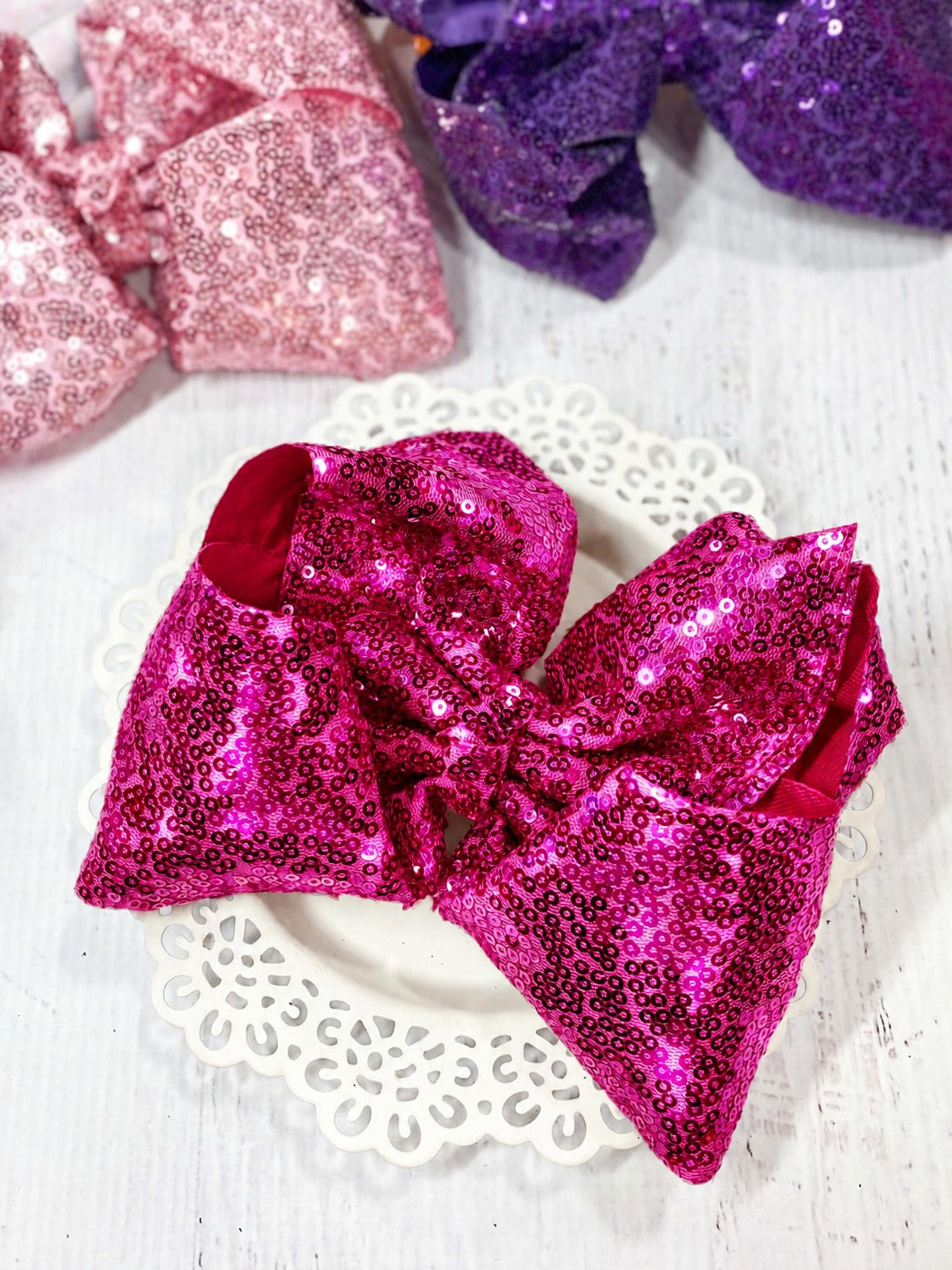 Sequin Texas Size Hair Bows - Alligator Clip - 6.5"