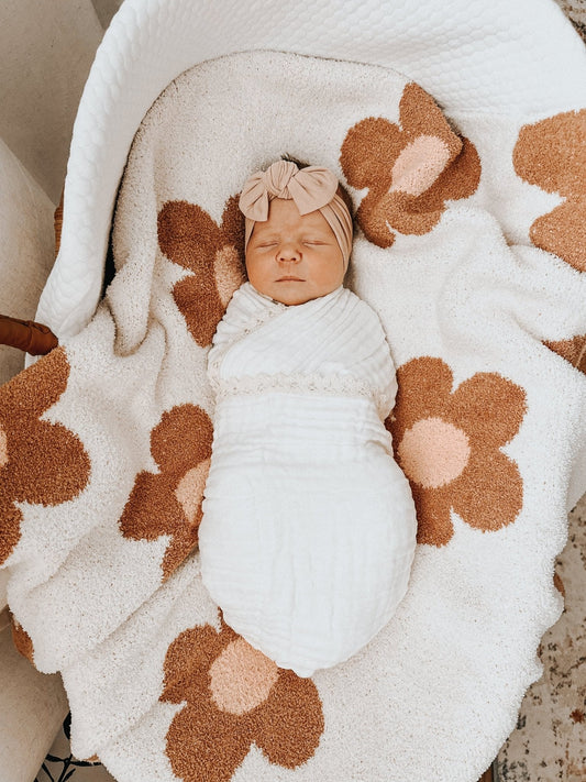 Muslin 6-Layer Blanket - Cream Lace