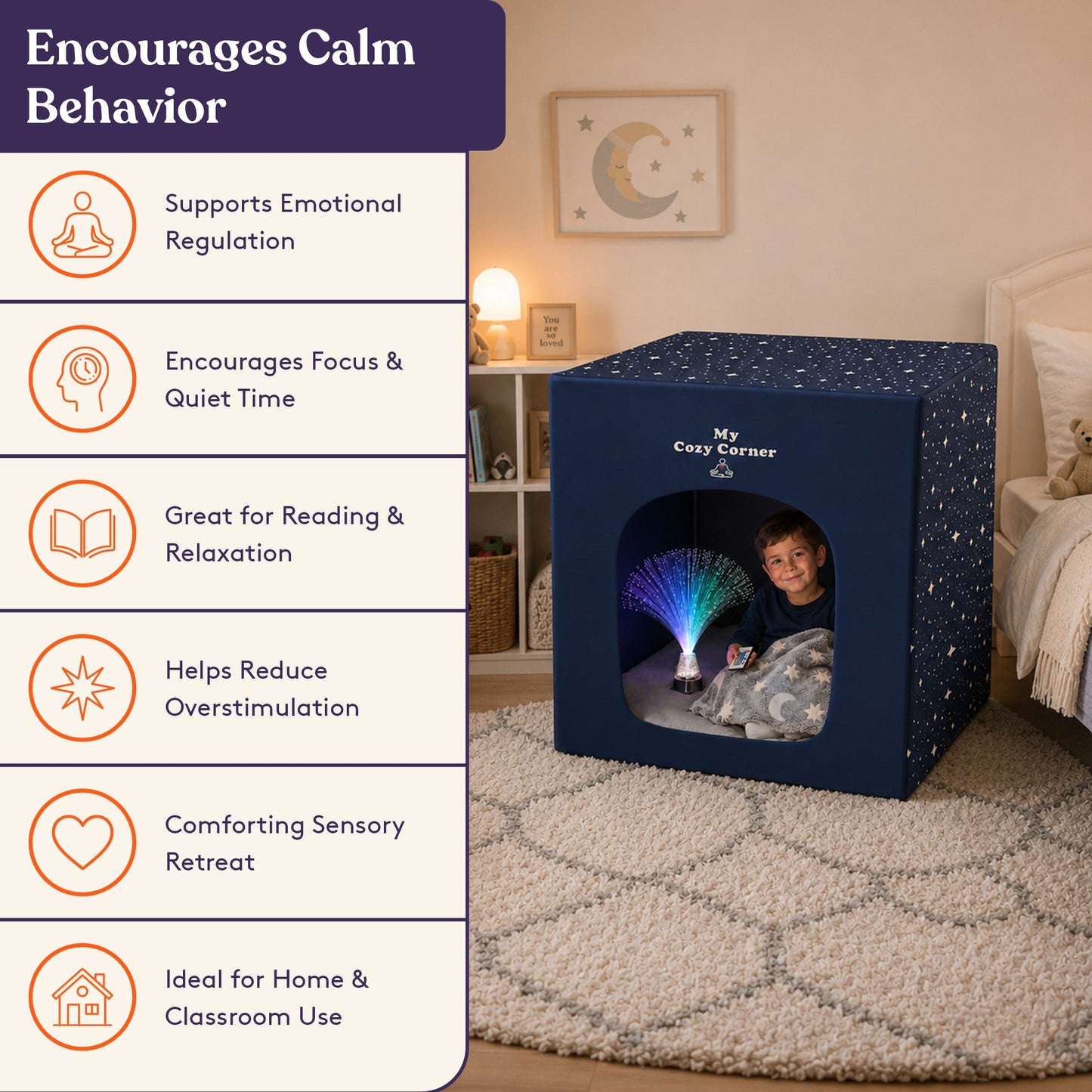Special Supplies Blackout Sensory Tent for Kids, Calming Play Room with Fiber Optic Lamp and Glow-in-The-Dark Fuzzy Blanket