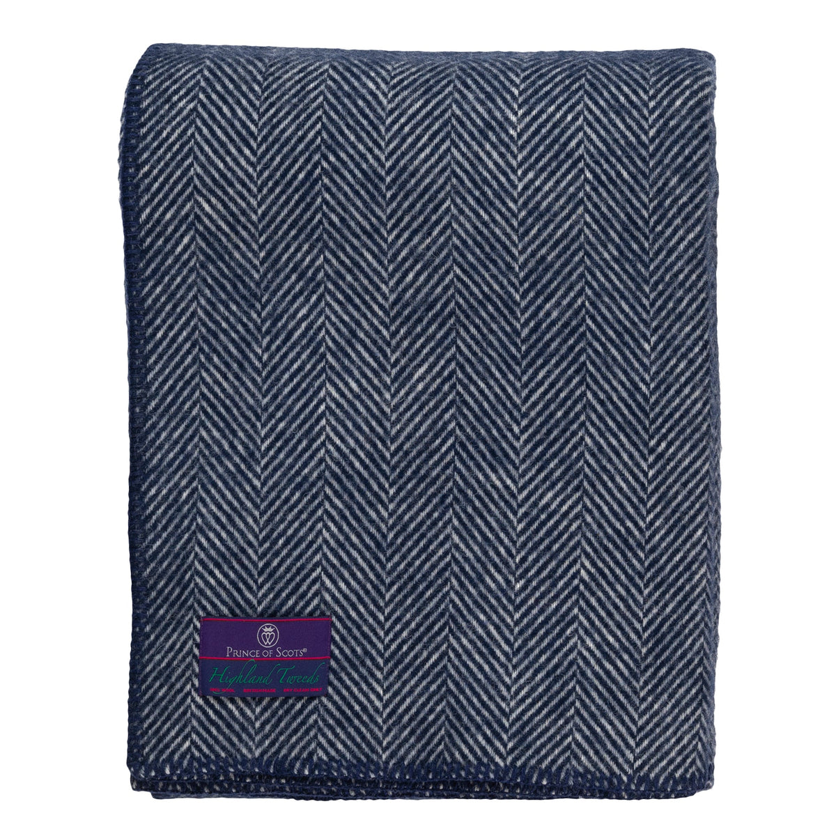 Highland Tweeds Big Throw - Navy Herringbone