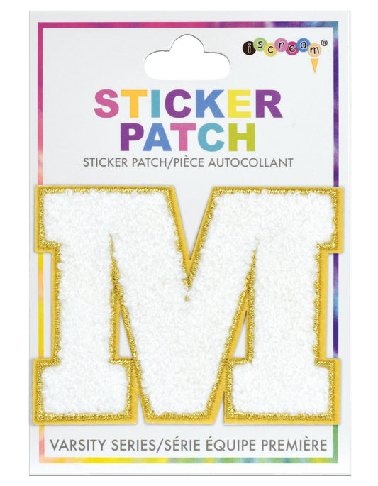 M White Varsity Letter Sticker Patch