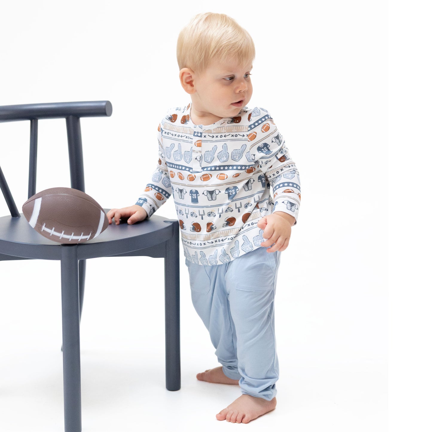 Football Stripe - Long Sleeve Henley and Jogger